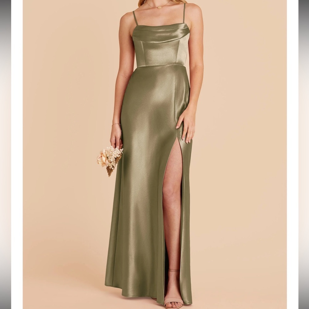 Birdy Grey Moss Green Shiny Satin Mia Gown